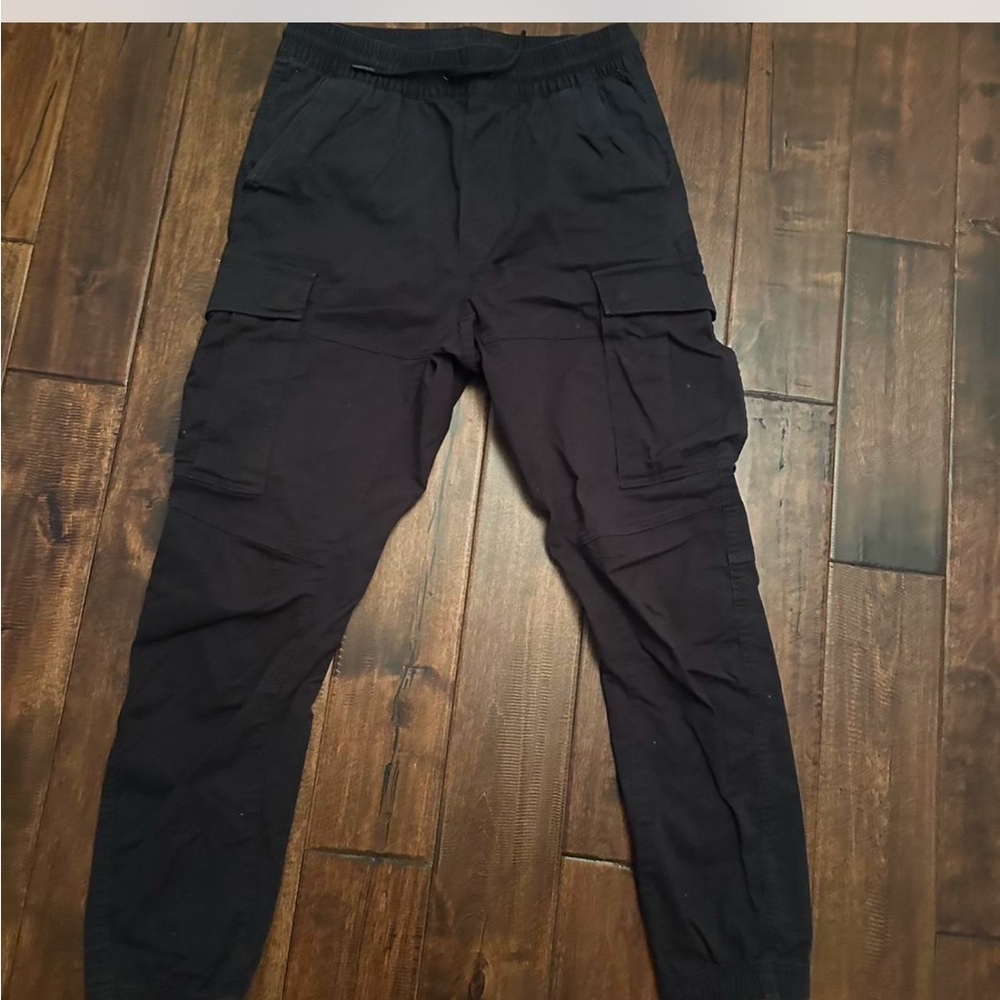 Black H&M cargos cuffed bottom